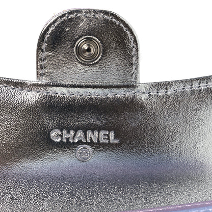 Chanel Gradient Metallic Calfskin Quilted Flap Card Holder Wallet Silver Blue Yellow Purple 6 of 10