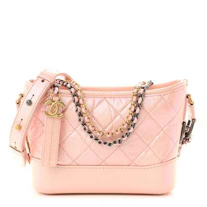 Chanel Iridescent Aged Calfskin Quilted Small Gabrielle Hobo Rose 1 of 10