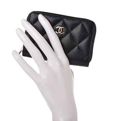 Chanel Caviar Quilted Zip Coin Purse Black 2 of 9