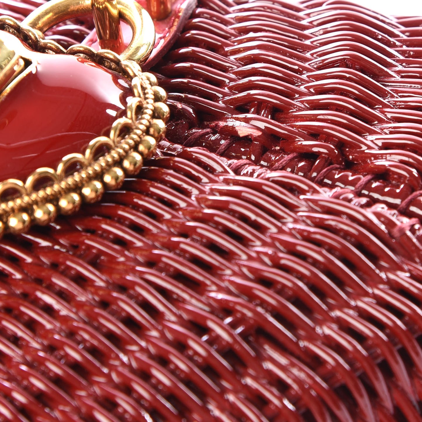 Painted Wicker Heart Box Rosso