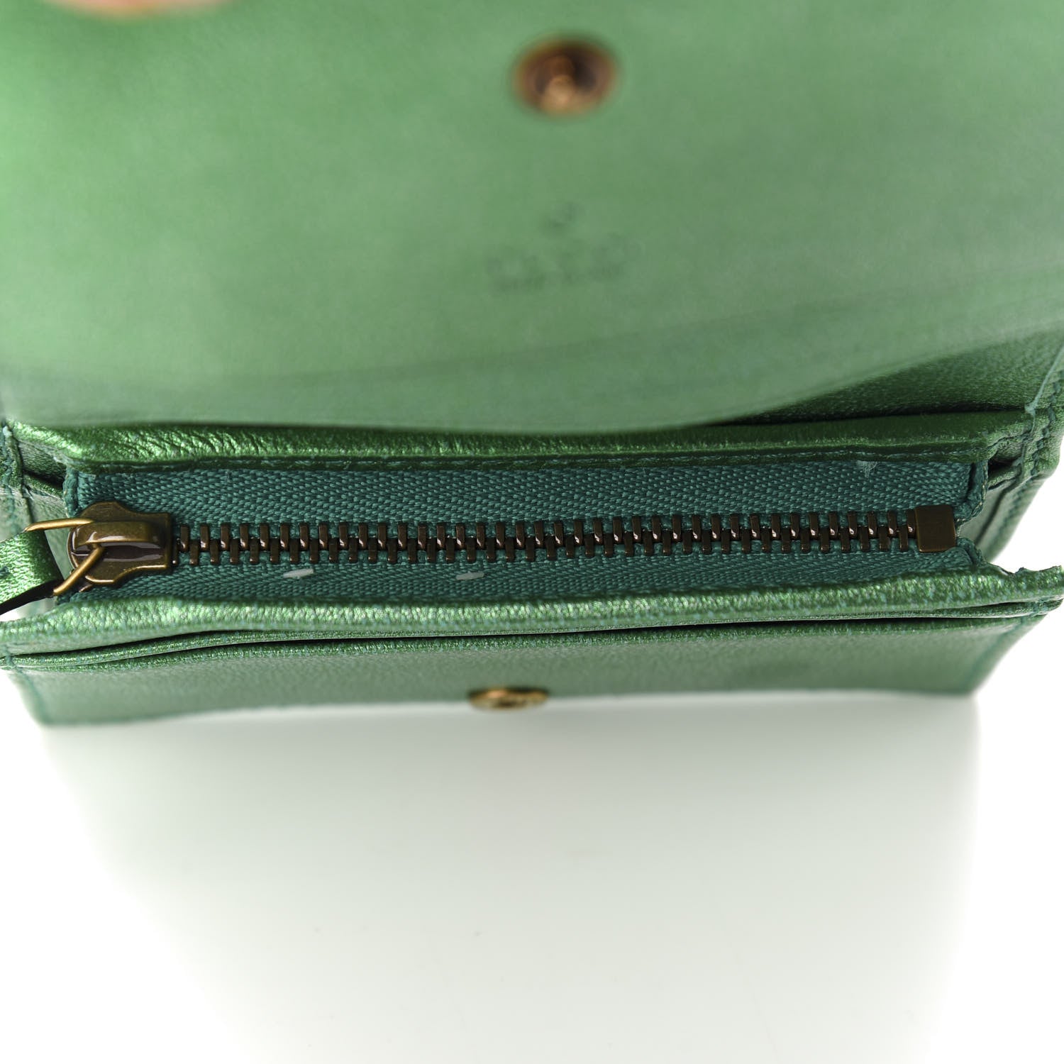 Gucci Laminated Nappa Trapuntata Zumi Card Case Jasmine Green 17 of 22