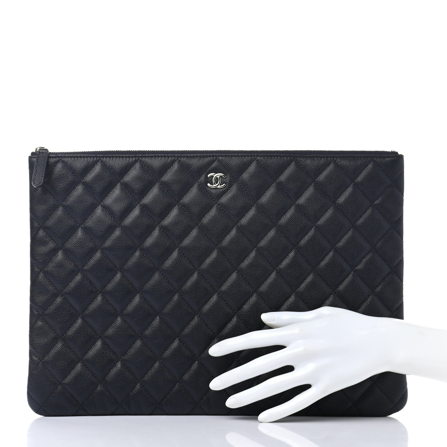 Chanel Caviar Quilted Large Cosmetic Case Navy 2 of 8