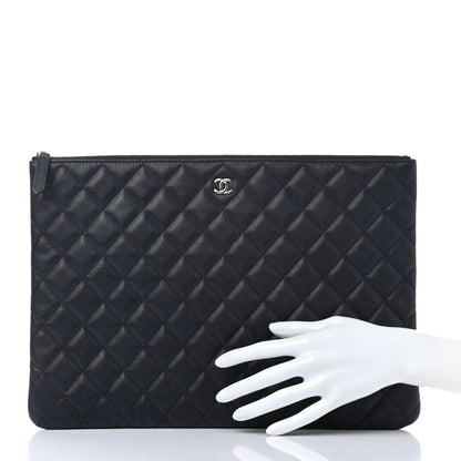 Chanel Caviar Quilted Large Cosmetic Case Navy 2 of 8