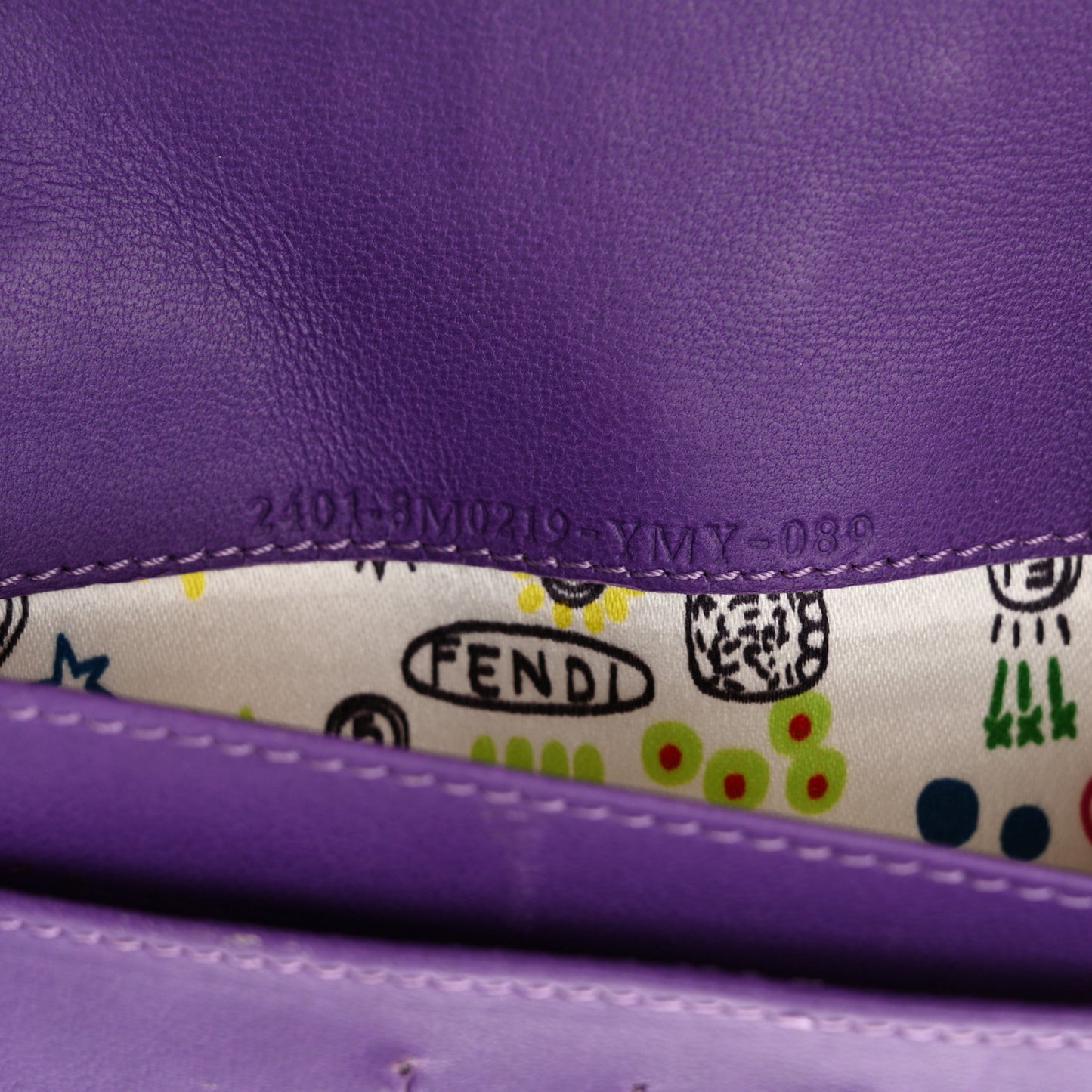 Nappa Logo Embossed Long Wallet On Chain Purple