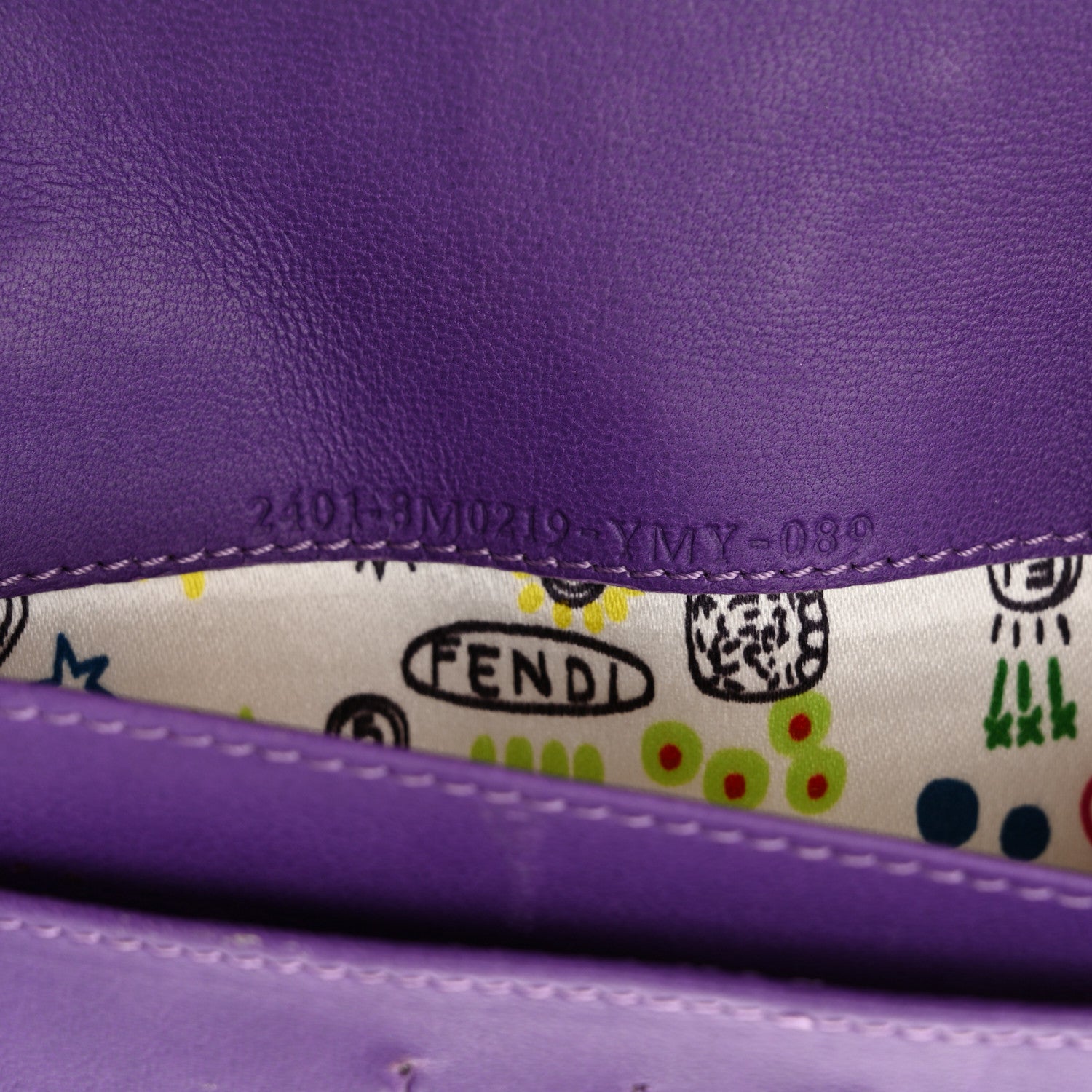Fendi Nappa Logo Embossed Long Wallet On Chain Purple 7 of 15