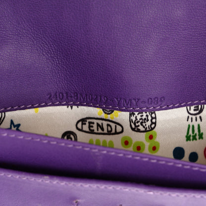Fendi Nappa Logo Embossed Long Wallet On Chain Purple 7 of 15