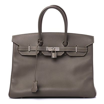 Hermes Epsom Candy Birkin 35 Etain Bleu Thalassa 1 of 12