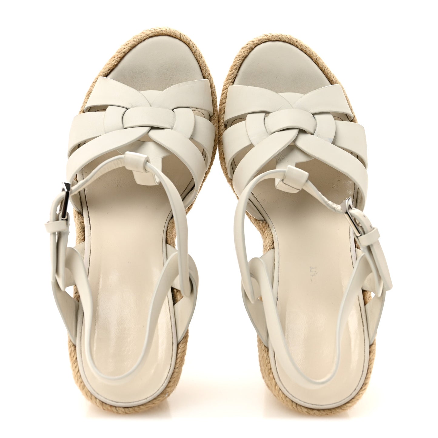 Calfskin Tribute 95 Platform Espadrille Wedge Sandals 36 Porcellana