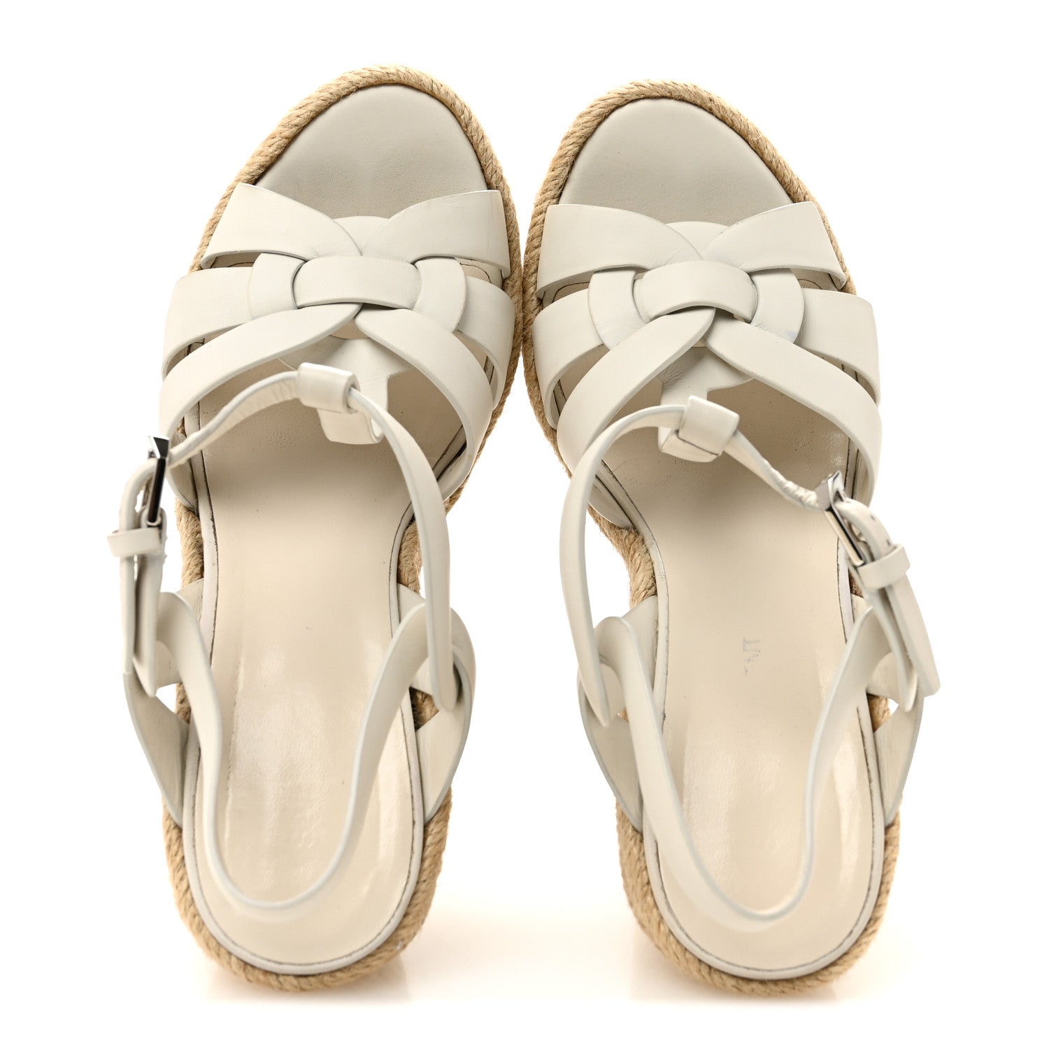Saint Laurent Calfskin Tribute 95 Platform Espadrille Wedge Sandals 36 Porcellana 2 of 10