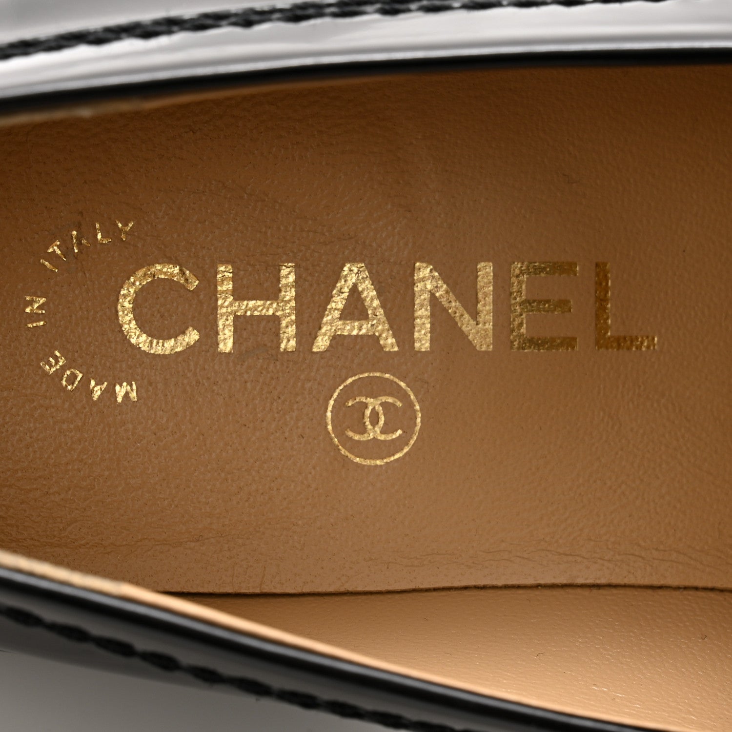 Chanel Shiny Calfskin Logo Loafers 39 Black 6 of 12