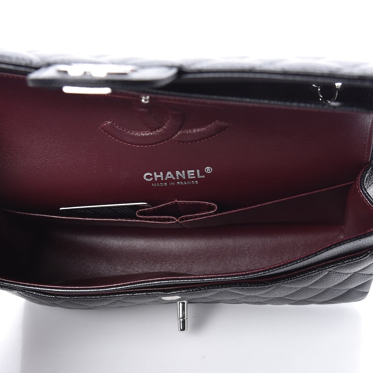 Caviar Quilted Medium Double Flap Black