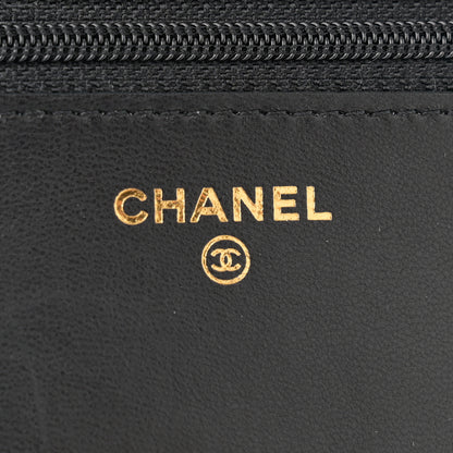 Chanel Lambskin Pyramid Wallet On Chain WOC Black 6 of 12