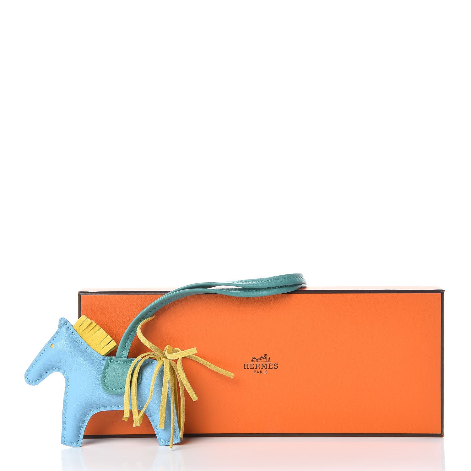 Hermes Milo Lambskin Grigri Rodeo Horse Bag Charm PM Celeste Jaune de Naples Vert Verone 5 of 5