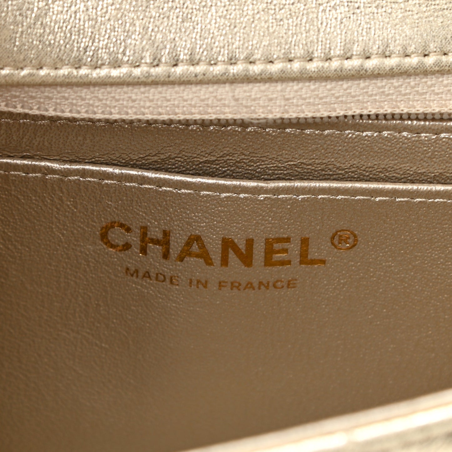 Metallic Lambskin Quilted Mini Rectangular Flap Gold