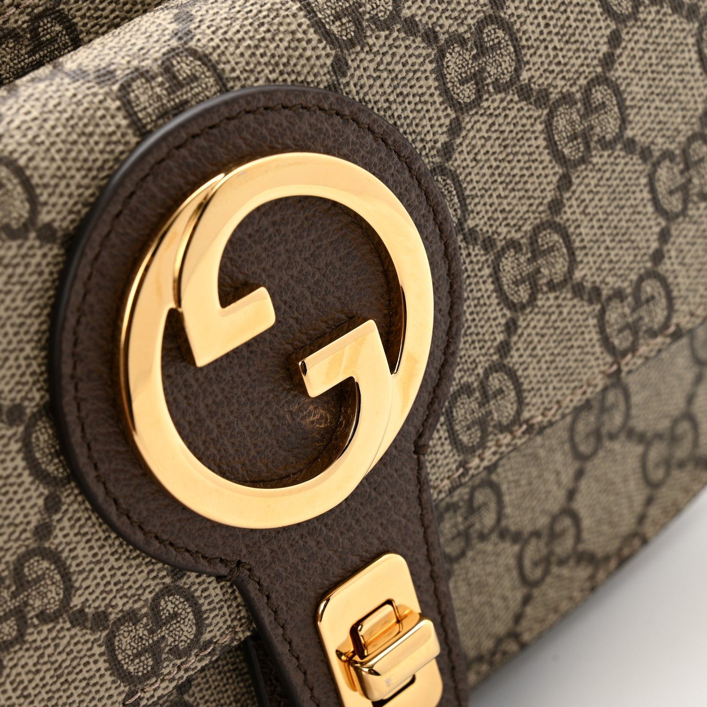 GG Supreme Monogram Textured Dollar Calfskin Blondie Belt Bag Beige Ebony New Acero