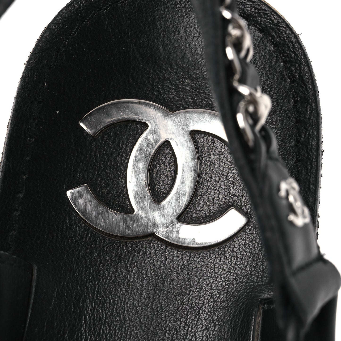 Lambskin Chain Sandals 35 Black