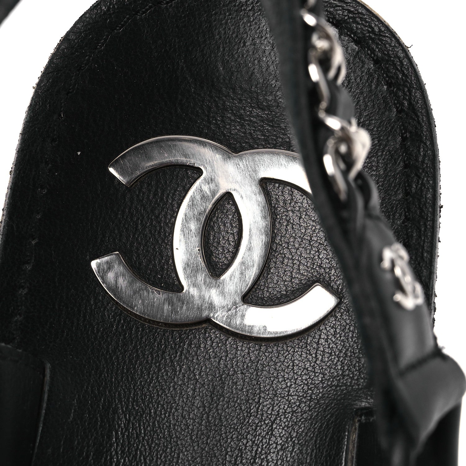 Chanel Lambskin Chain Sandals 35 Black 9 of 15