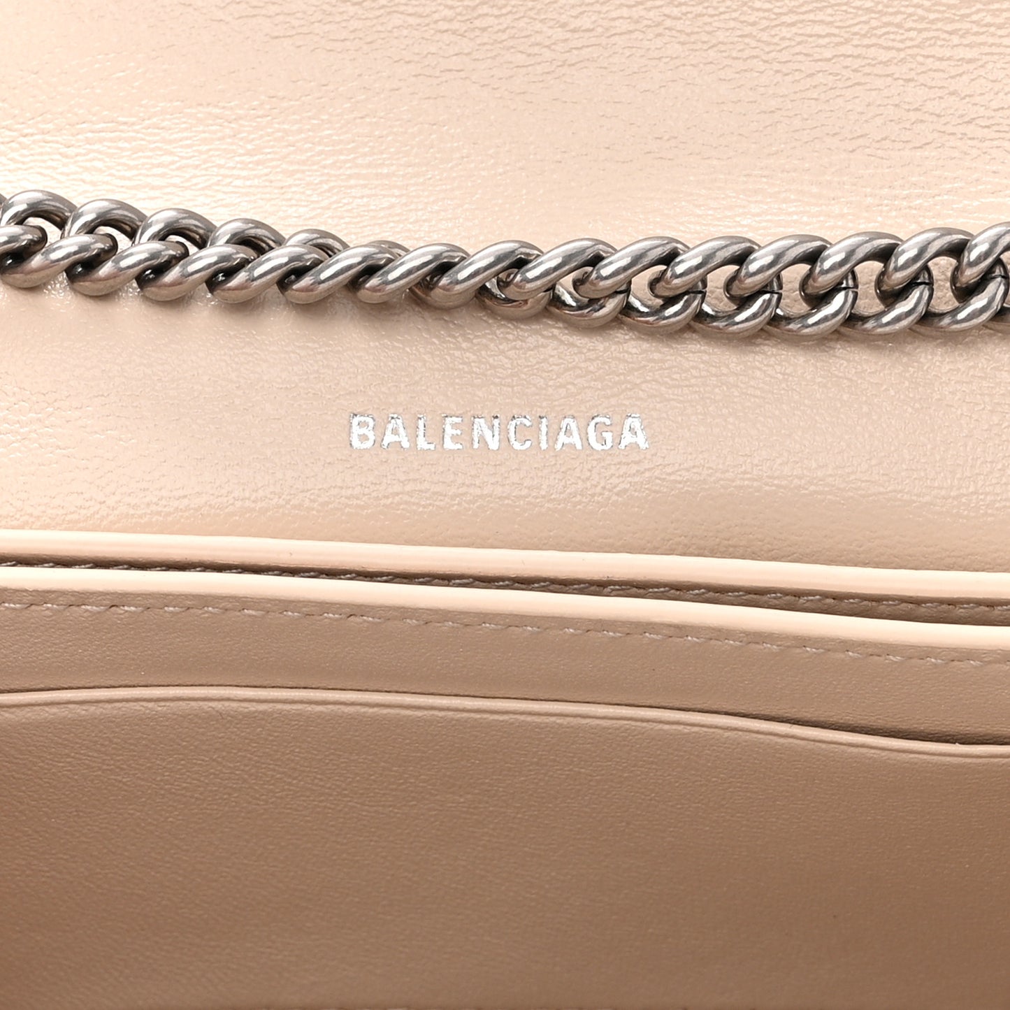 Crushed Calfskin Quilted Small Crush Chain Bag Sand Beige