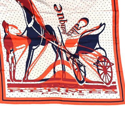 Hermes Silk Caleche Elastique Scarf 90 Vermillion White Marine 2 of 5