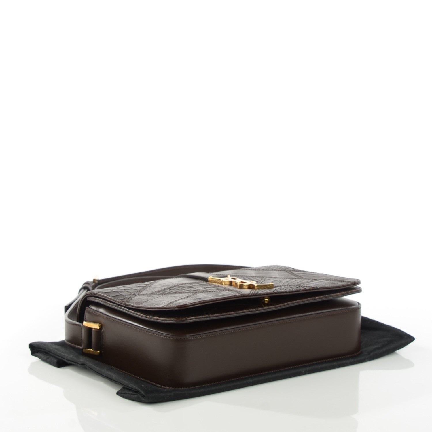 Saint Laurent Reptile Calfskin Embossed Patchwork Medium Animal Monogram Universite Bag Brown 4 of 9