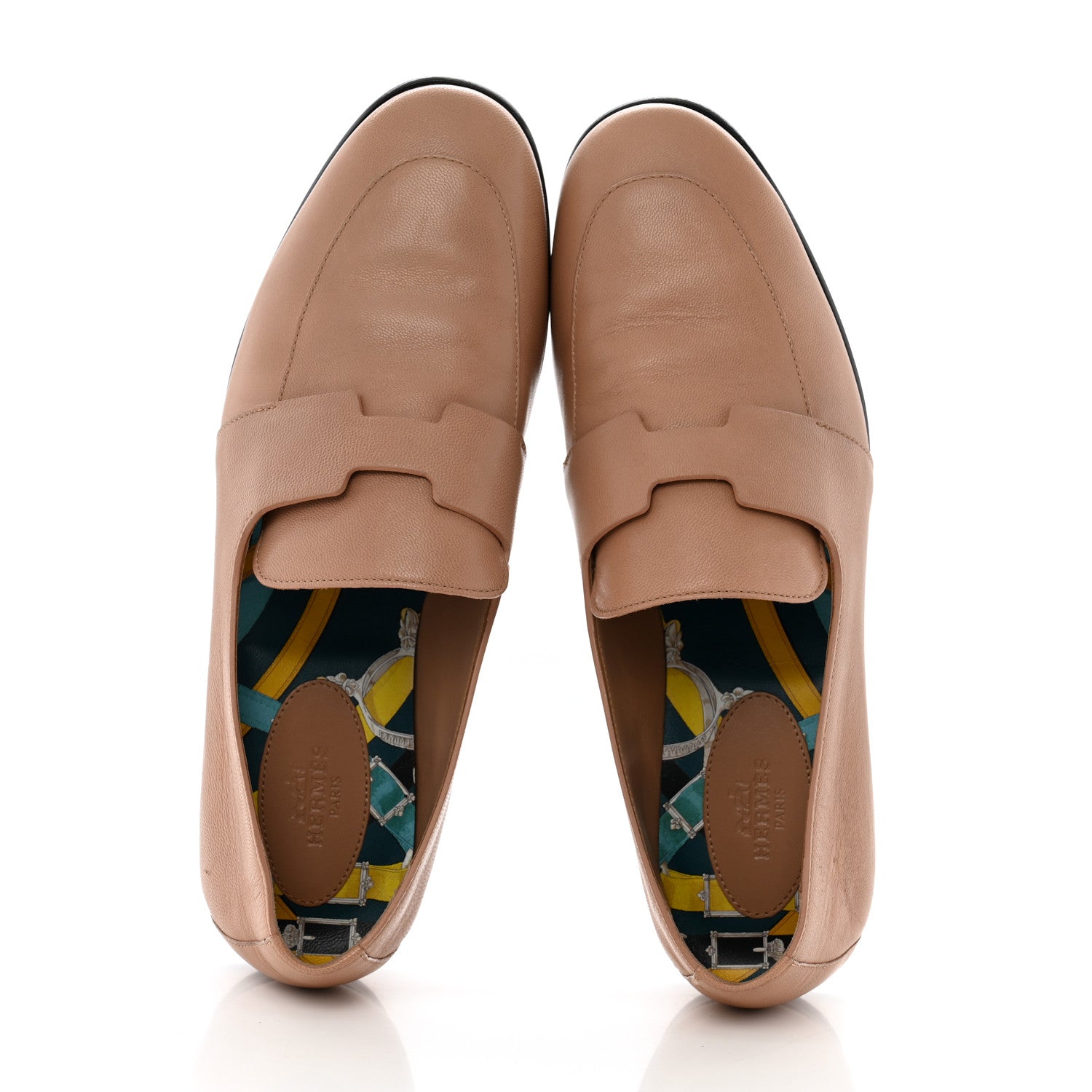 Hermes Goatskin Womens Ancora Moccasin Loafers 38 Beige Argile 5 of 13