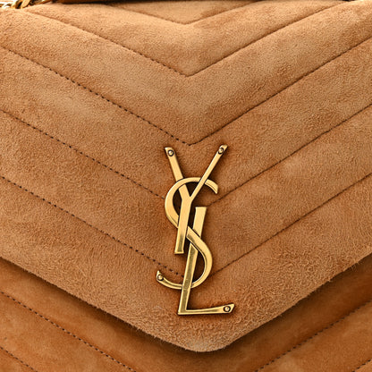 Saint Laurent Suede Y Quilted Monogram Medium Loulou Chain Satchel Cinnamon 8 of 10