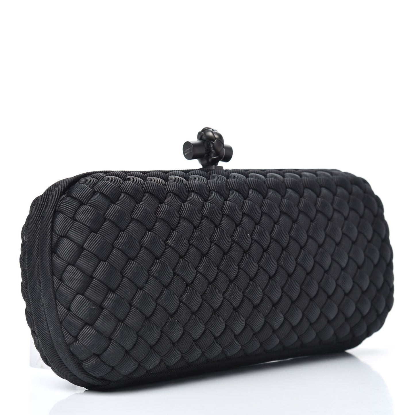 Silk Faille Intrecciato Knot Clutch Black