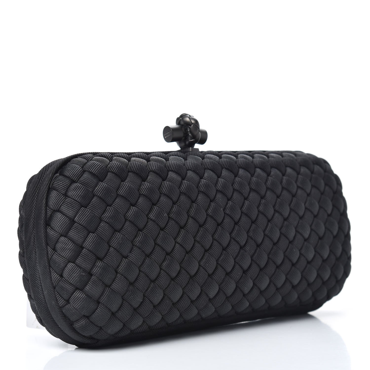 Bottega Veneta Silk Faille Intrecciato Knot Clutch Black 3 of 8