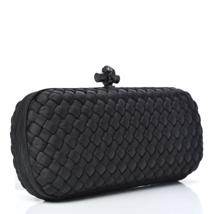 Bottega Veneta Silk Faille Intrecciato Knot Clutch Black 3 of 8