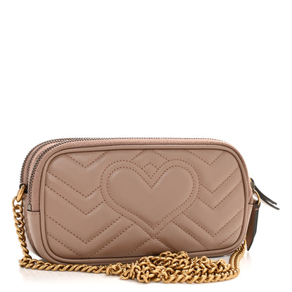 Gucci Calfskin Matelasse Mini GG Marmont Chain Crossbody Bag Porcelain Rose 3 of 11