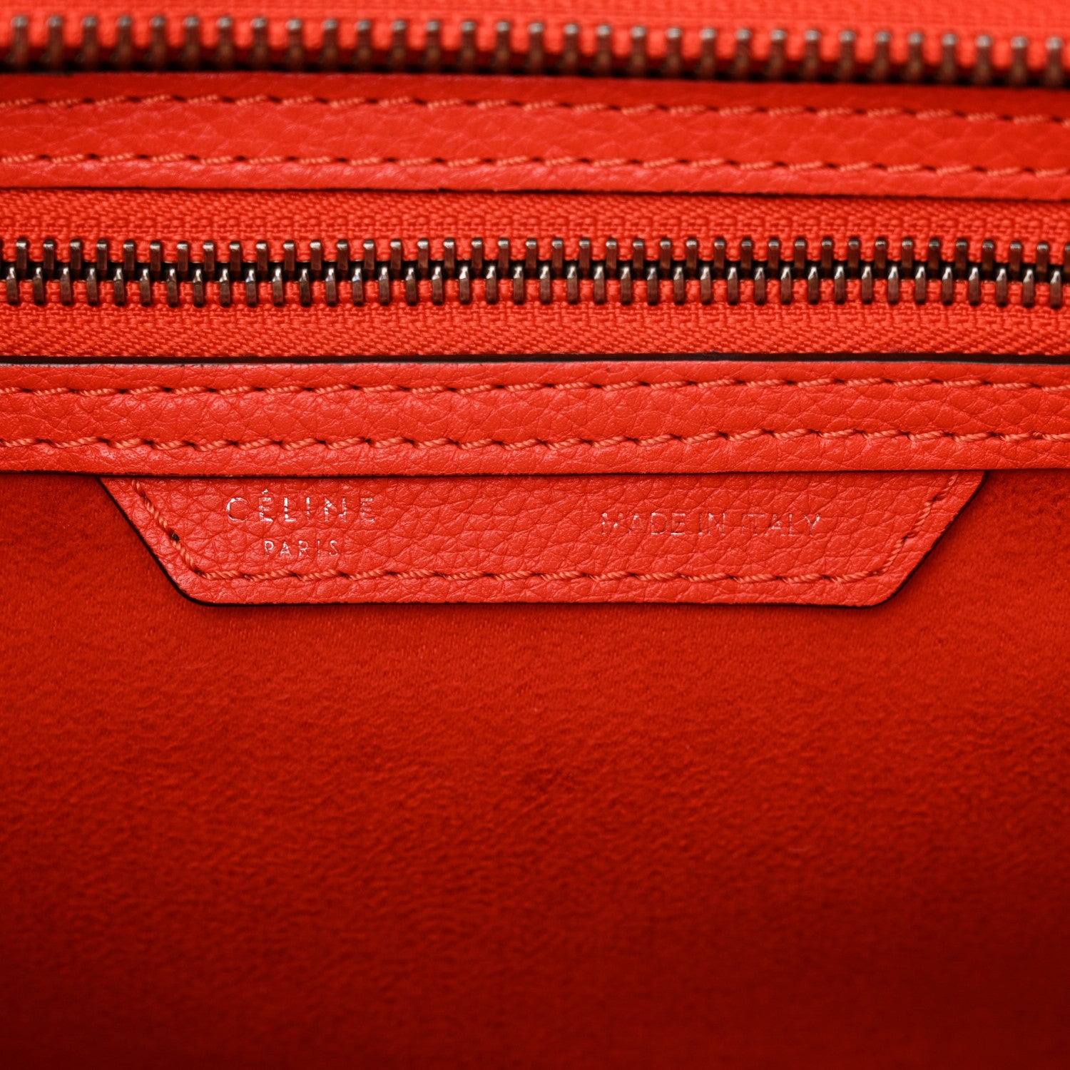 Celine Drummed Calfskin Micro Luggage Vermillion 6 of 15