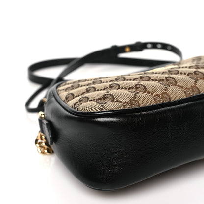 Gucci Monogram Matelasse Diagonal Small GG Marmont Chain Shoulder Bag Beige Black 8 of 11