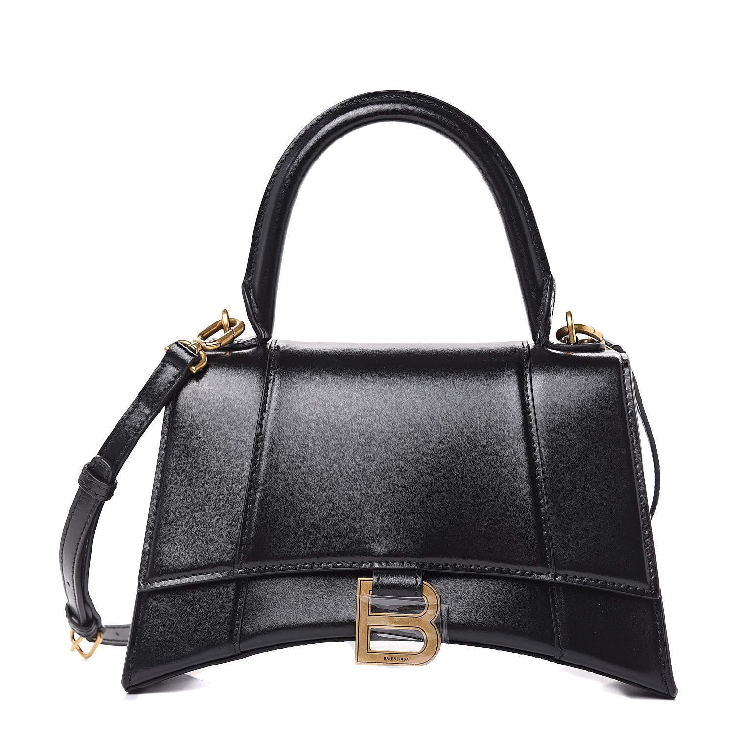 Balenciaga Shiny Box Calfskin Small Hourglass Top Handle Bag Black 1 of 9