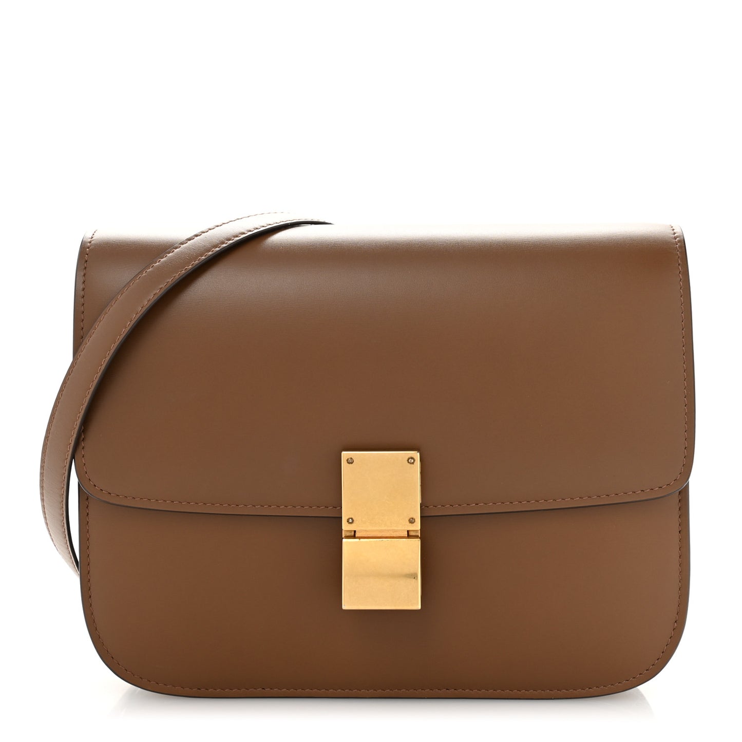 Box Calfskin Medium Classic Box Flap Bag Camel