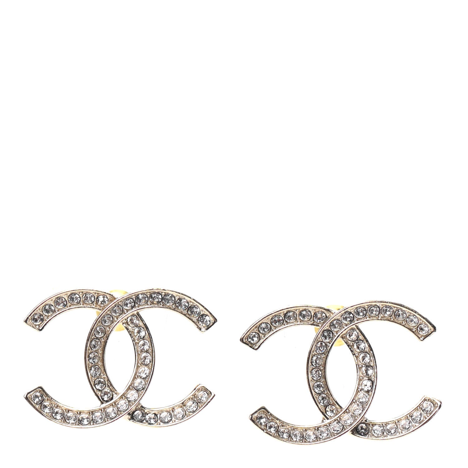 Chanel Crystal CC Earrings Gold 1 of 4