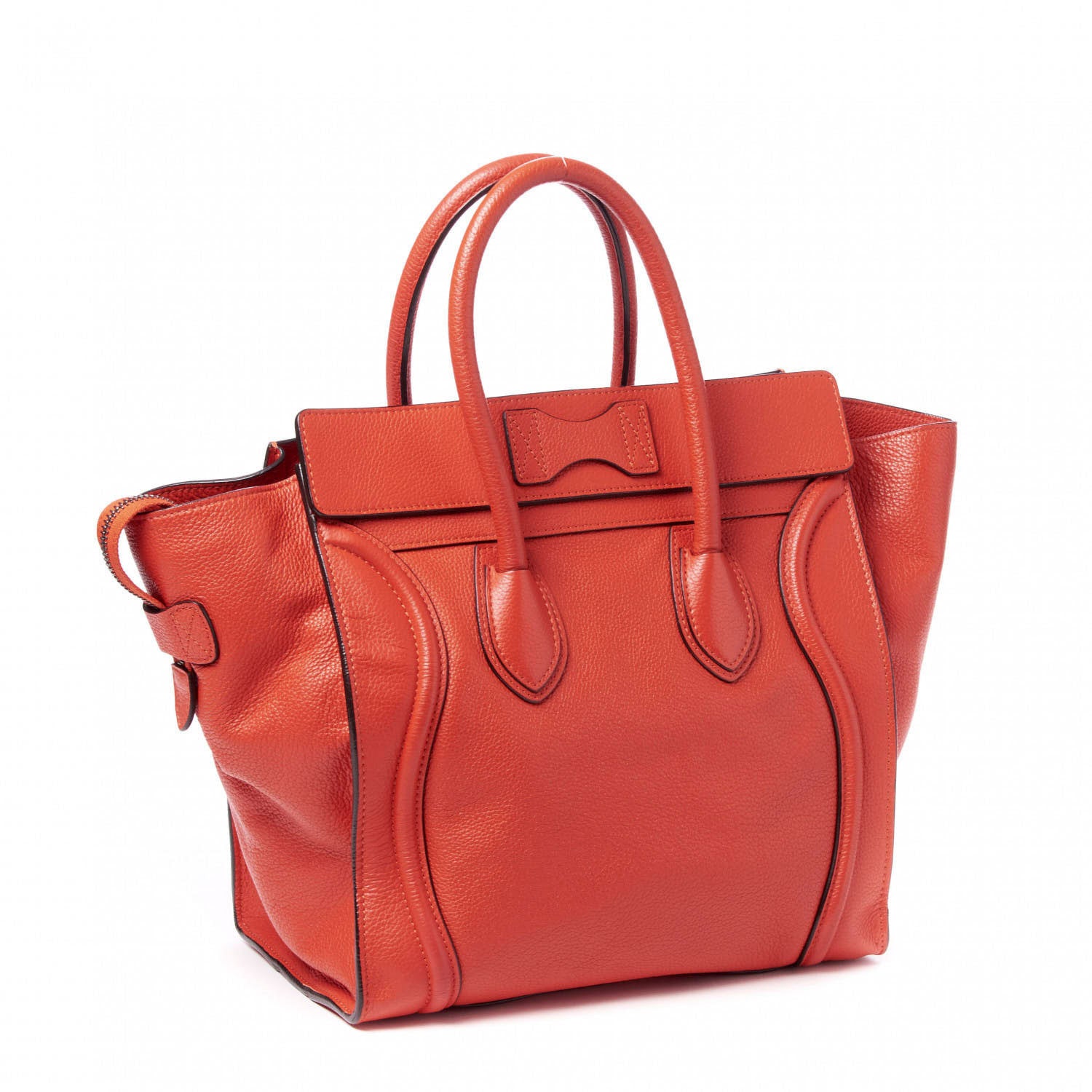 Celine Drummed Calfskin Mini Luggage Vermillion 2 of 8