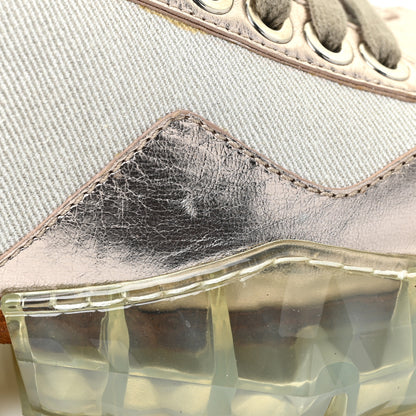 Jimmy Choo Metallic Calfskin Womens Diamond F Low Top Sneaker 37 White Gold 13 of 14
