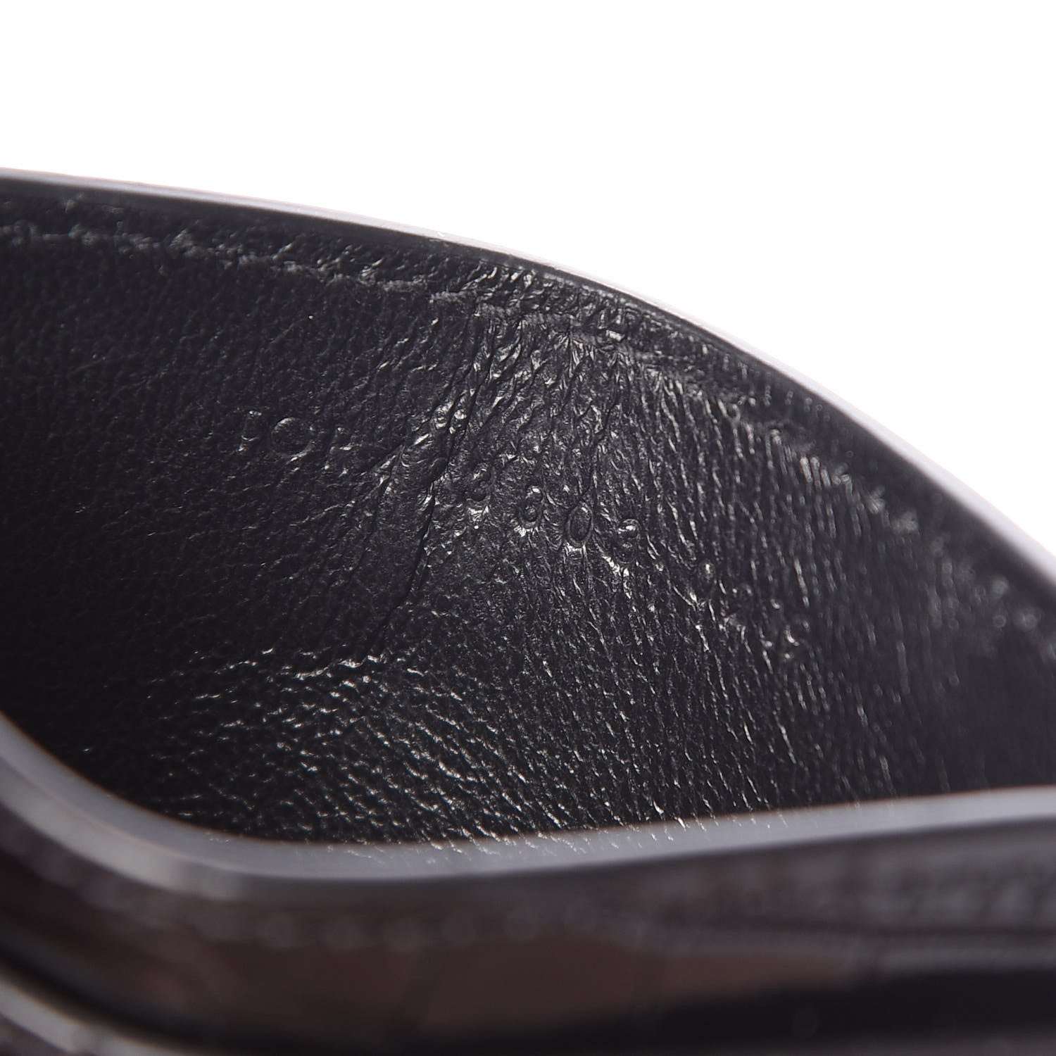 Saint Laurent Calfskin Crocodile Embossed Monogram Credit Card Case Black 7 of 8