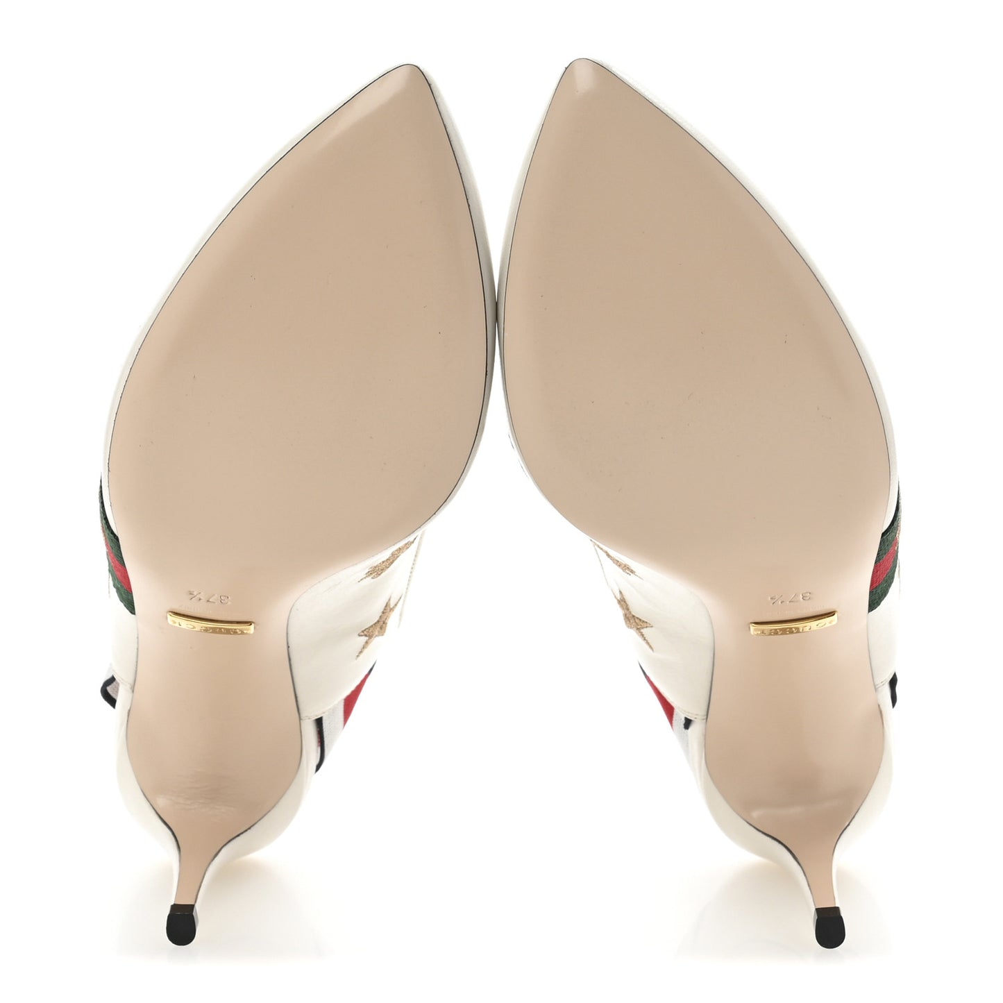 Malaga Kid Web Bee Star Embroidered Sylvie Mid Heel Slingback Pumps 37.5 White