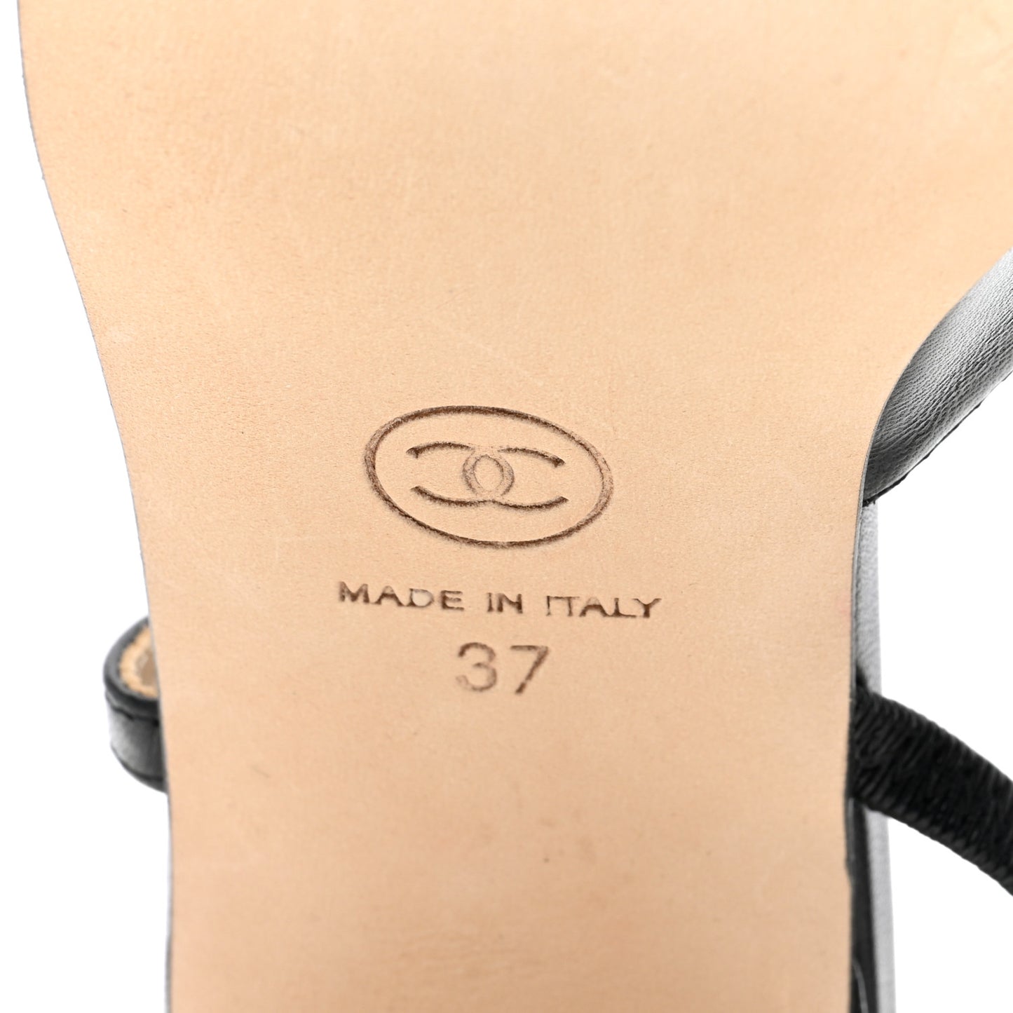 Goatskin Grosgrain Cap Toe CC Slingback Sandals 37 Black