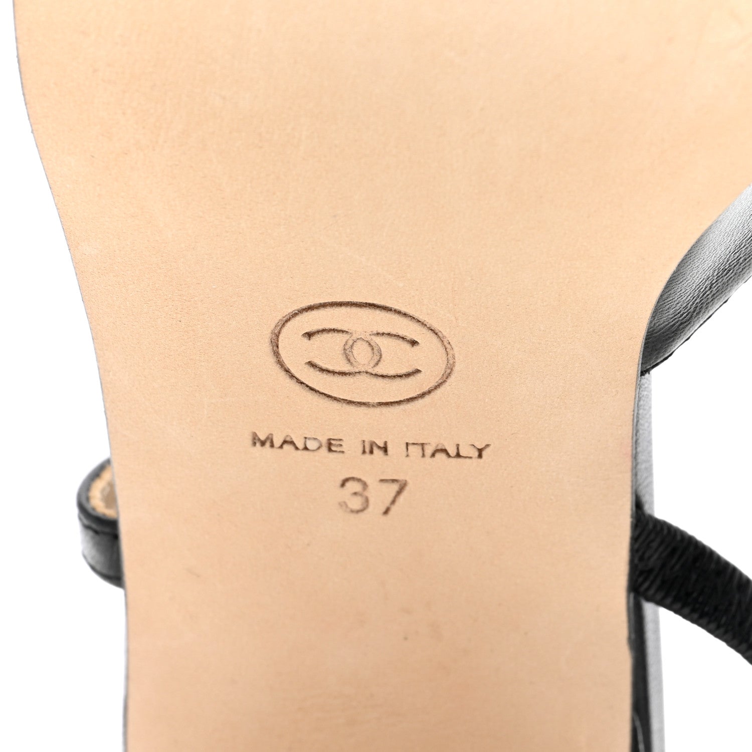 Chanel Goatskin Grosgrain Cap Toe CC Slingback Sandals 37 Black 6 of 8