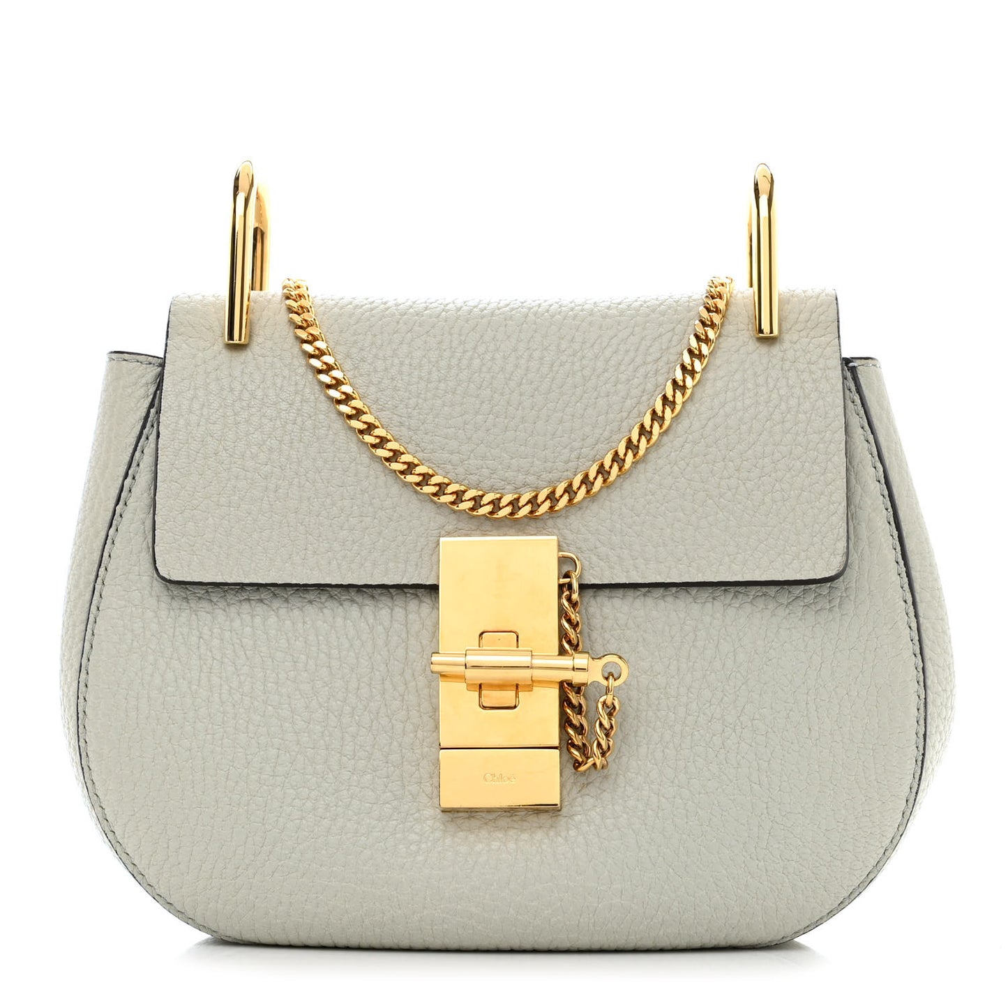 Grained Lambskin Drew Shoulder Bag Airy Grey