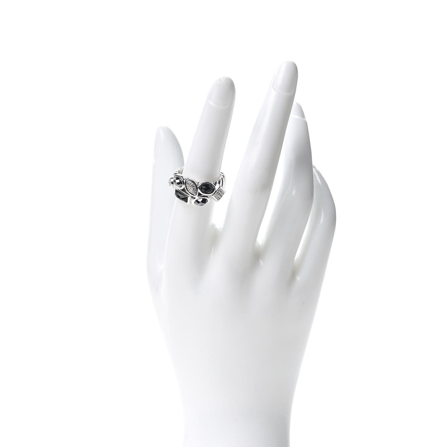 Sterling Silver Diamond Black Onyx Hematite Confetti Ring 54 7