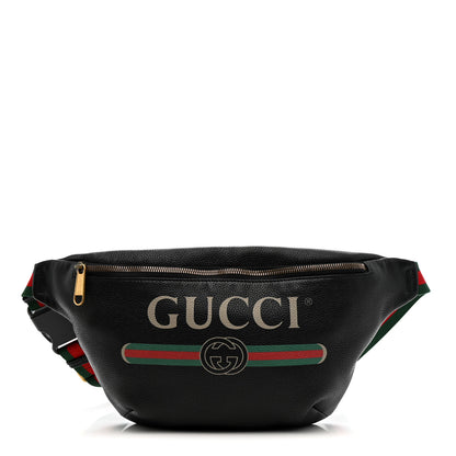 Gucci Grained Calfskin Logo Belt Bag Black 1 of 11
