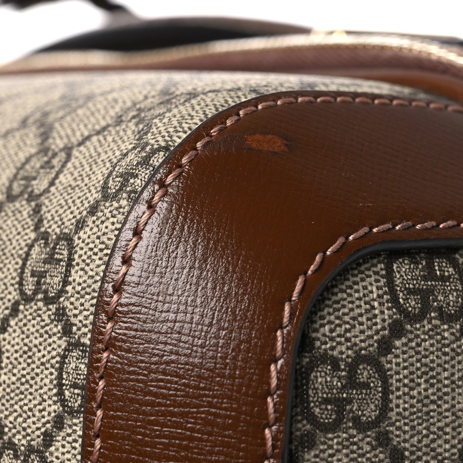 Gucci GG Supreme Monogram Azalea Calfskin Retro Interlocking G Small Savoy Cabin Trolley Beige Ebony Brown Sugar 15 of 15