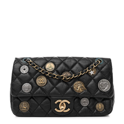 Chanel Aged Calfskin Quilted Medium Medallion Flap Black 1 of 11