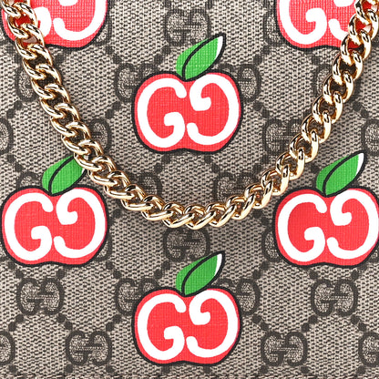 Gucci GG Supreme Monogram Apple Chain Wallet Beige Multicolor Lobster Red 7 of 10