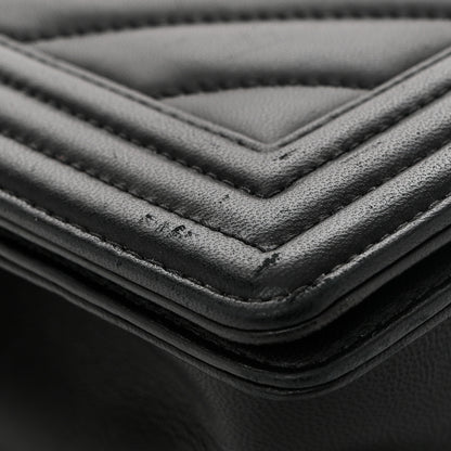 Chanel Lambskin Chevron Quilted Medium Boy Flap Black 11 of 11