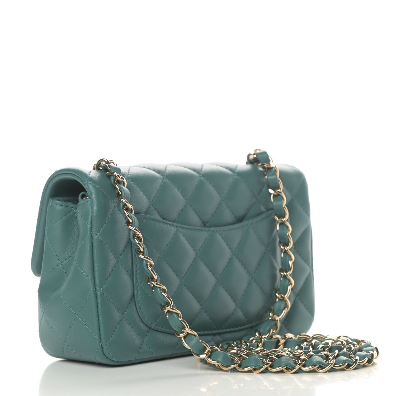 Chanel Lambskin Quilted Mini Rectangular Flap Green 3 of 11