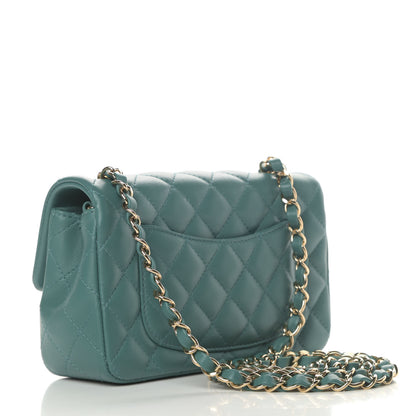 Chanel Lambskin Quilted Mini Rectangular Flap Green 3 of 11